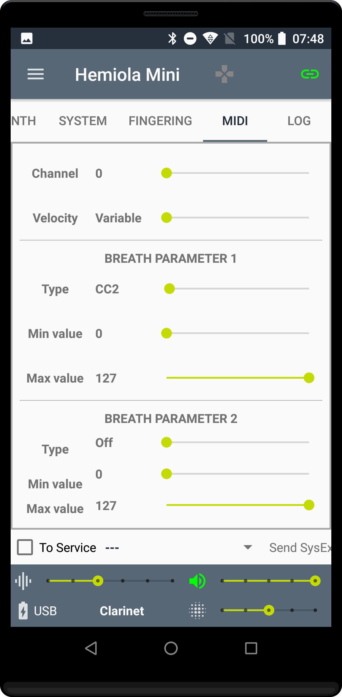 Roland Aerohone Mini - Hemiola Mini app preview - MIDI